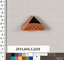 Terracotta fragment of a kylix (drinking cup), Terracotta, Greek, Attic