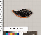 Terracotta fragment of a kylix (drinking cup), Terracotta, Greek, Attic
