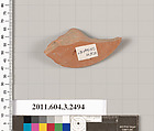 Terracotta fragment of a kylix (drinking cup), Terracotta, Greek, Attic