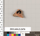 Terracotta fragment of a kylix (drinking cup), Terracotta, Greek, Attic
