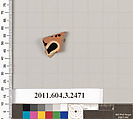 Terracotta fragment of a kylix: eye-cup (drinking cup)?, Terracotta, Greek, Attic