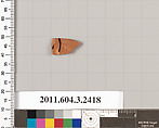 Terracotta fragment of a kylix: eye-cup (drinking cup), Terracotta, Greek, Attic