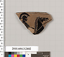 Terracotta rim fragment of a kylix (drinking cup), Terracotta, Greek, Attic