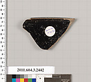 Terracotta rim fragment of a kylix (drinking cup), Terracotta, Greek, Attic