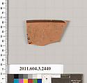 Terracotta rim fragment of a kylix (drinking cup), Terracotta, Greek, Attic