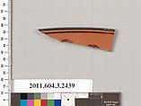 Terracotta rim fragment of a kylix (drinking cup), Terracotta, Greek, Attic