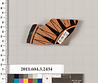 Terracotta fragment of a kylix (drinking cup), Terracotta, Greek, Attic