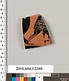 Terracotta fragment of a kylix: eye-cup (drinking cup), Terracotta, Greek, Attic