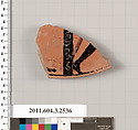 Terracotta fragment of a kylix (drinking cup), Terracotta, Greek, Attic
