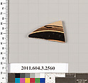 Terracotta fragment of a kylix (drinking cup), Terracotta, Greek, Attic
