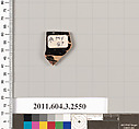 Terracotta rim fragment of a kylix (drinking cup), Terracotta, Greek, Attic