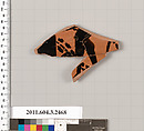 Terracotta fragment of a kylix: eye-cup (drinking cup)?, Terracotta, Greek, Attic