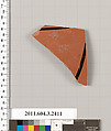 Terracotta fragment of a kylix: eye-cup (drinking cup), Terracotta, Greek, Attic