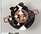 Terracotta fragments of a kylix (drinking cup), Attributed to the Painter of Munich 2676 [DvB], Terracotta, Greek, Attic