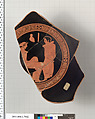 Terracotta fragment of a kylix (drinking cup), Terracotta, Greek, Attic