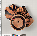 Terracotta fragment of a kylix (drinking cup), Terracotta, Greek, Attic