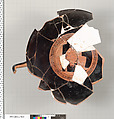 Terracotta fragment of a kylix (drinking cup), Terracotta, Greek, Attic