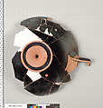 Terracotta fragment of a kylix (drinking cup), Terracotta, Greek, Attic