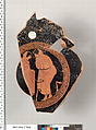 Terracotta fragment of a kylix (drinking cup), Attributed to the Curtius Painter [DvB], Terracotta, Greek, Attic