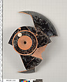 Terracotta fragment of a kylix (drinking cup), Terracotta, Greek, Attic