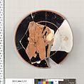 Terracotta fragment of a kylix (drinking cup), Terracotta, Greek, Attic