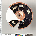 Terracotta fragment of a kylix (drinking cup), Terracotta, Greek, Attic