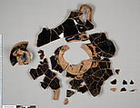 Terracotta fragments of a kylix (drinking cup), Terracotta, Greek, Attic