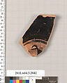 Terracotta fragment of a kylix (drinking cup), Terracotta, Greek, Attic