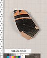 Terracotta fragment of a kylix (drinking cup), Terracotta, Greek, Attic