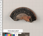Terracotta fragment of a kylix (drinking cup), Terracotta, Greek, Attic
