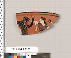 Terracotta rim fragment of a kylix (drinking cup), Terracotta, Greek, Attic