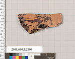 Terracotta fragment of a kylix (drinking cup), Terracotta, Greek, Attic