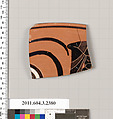 Terracotta rim fragment of a kylix: eye-cup (drinking cup), Terracotta, Greek, Attic
