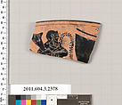 Terracotta rim fragment of a kylix: eye-cup (drinking cup), Terracotta, Greek, Attic