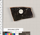Terracotta rim fragment of a kylix: eye-cup (drinking cup), Terracotta, Greek, Attic