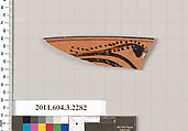 Terracotta rim fragment of a kylix: eye-cup (drinking cup), Terracotta, Greek, Attic
