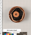 Terracotta fragment of a stemless kylix (drinking cup), Terracotta, Greek, Attic