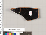Terracotta rim fragment of a kylix (drinking cup), Terracotta, Greek, Attic