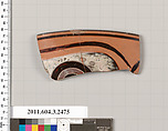 Terracotta rim fragment of a kylix: eye-cup (drinking cup)?, Terracotta, Greek, Attic