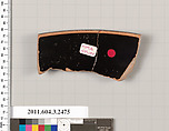Terracotta rim fragment of a kylix: eye-cup (drinking cup)?, Terracotta, Greek, Attic