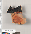 Terracotta fragment of a kylix (drinking cup), Terracotta, Greek, Attic