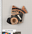 Terracotta fragment of a kylix (drinking cup), Terracotta, Greek, Attic