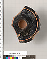 Terracotta fragment of a kylix (drinking cup), Terracotta, Greek, Attic
