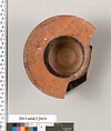 Terracotta fragment of a kylix (drinking cup), Terracotta, Greek, Attic