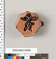 Terracotta fragment of a kylix (drinking cup), Terracotta, Greek, Attic