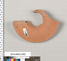 Terracotta fragment of a kylix (drinking cup), Terracotta, Greek, Attic