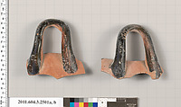 Terracotta fragments of a kylix (drinking cup), Terracotta, Greek, Attic