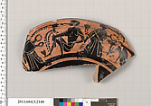 Terracotta rim fragment of a kylix (drinking cup), Terracotta, Greek, Attic