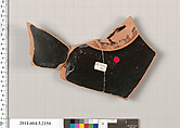Terracotta fragment of a kylix (drinking cup), Terracotta, Greek, Attic