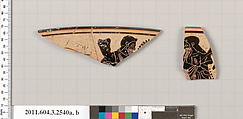 Terracotta rim fragments of a kylix (drinking cup), Terracotta, Greek, Attic